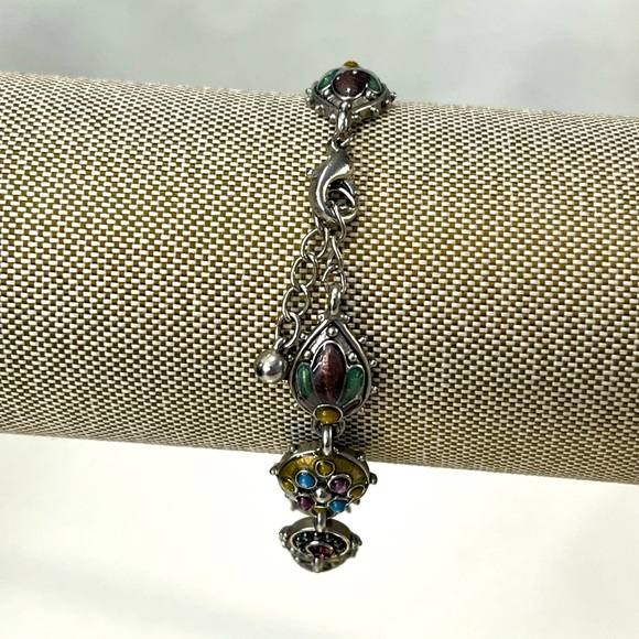 Bracelet Enamel & Rhinestone Silver Tone Adjustable-OS - Picture 3 of 3